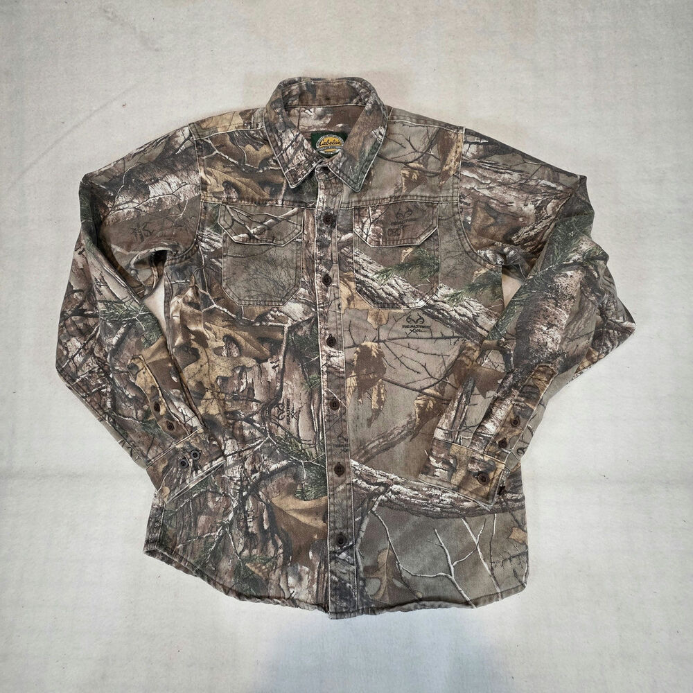 CABELA'S Kids Boys Camo Cotton Long Sleeve Shirt Sz 14 Camouflage Realtree Xtra